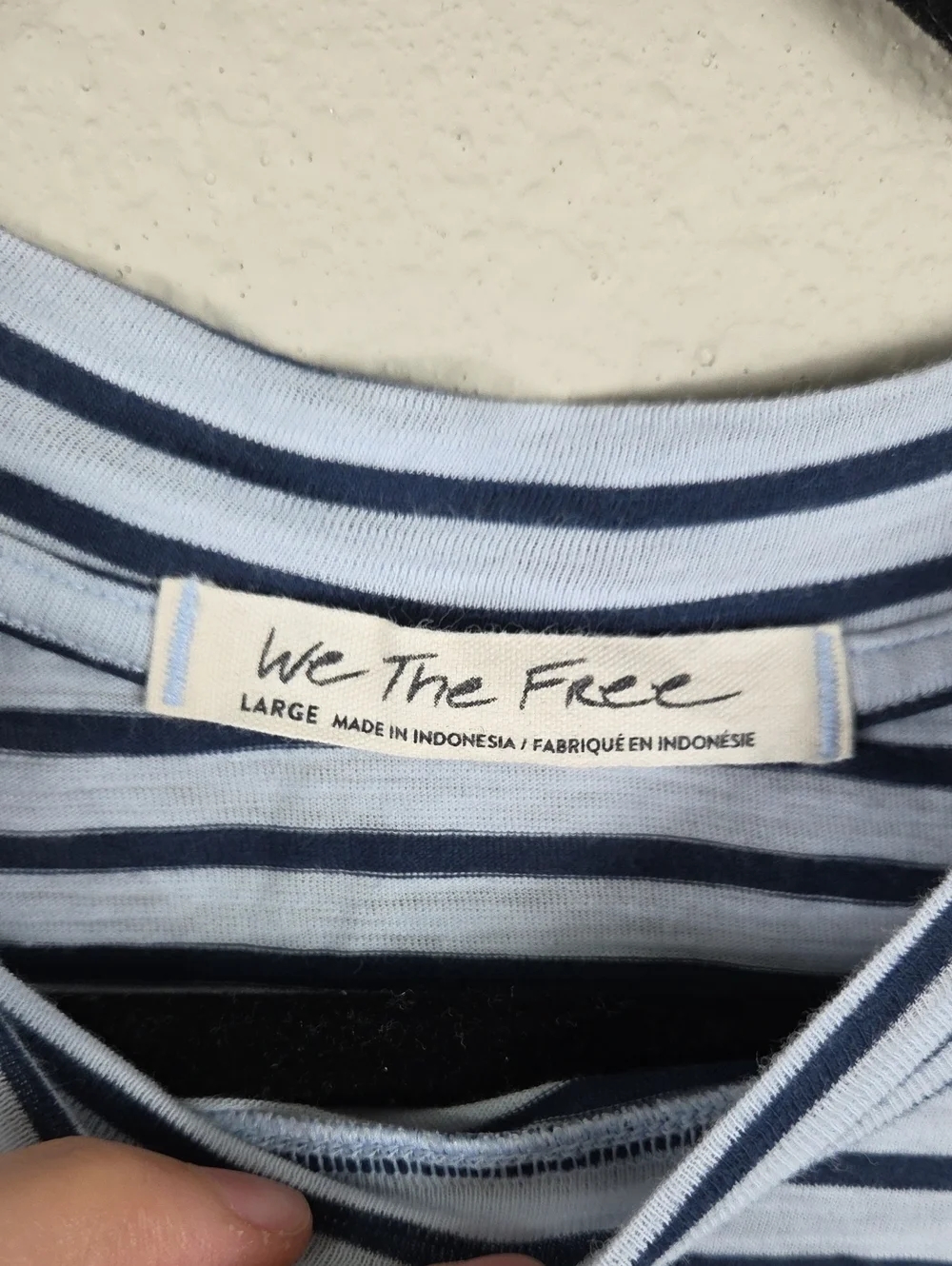 Free People WE THE FREE Womens Blue Striped Short Sleeve Crew Neck T-Shirt Large